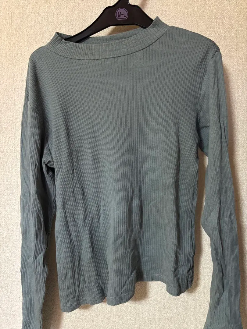 Thumbnail of Ribbed knit green long-sleeved top