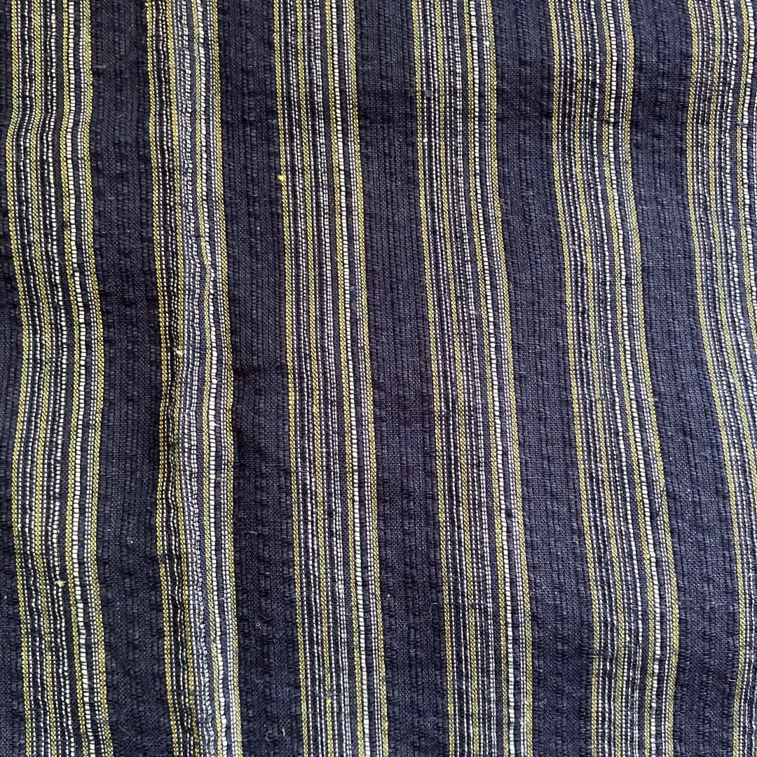 Thumbnail of Linen fabric with navy and yellow stripes