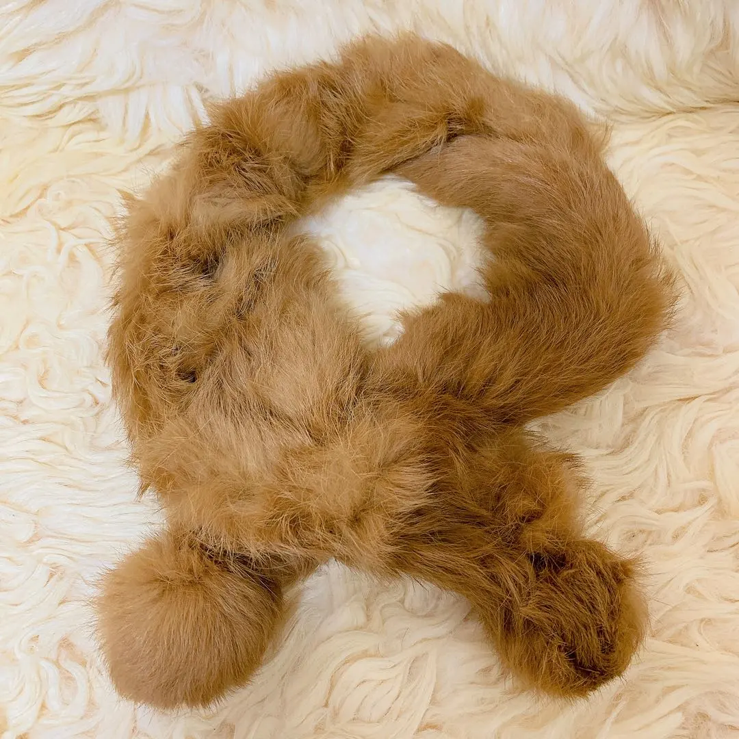 Thumbnail of Fur Tippet with Pom-poms, Brown