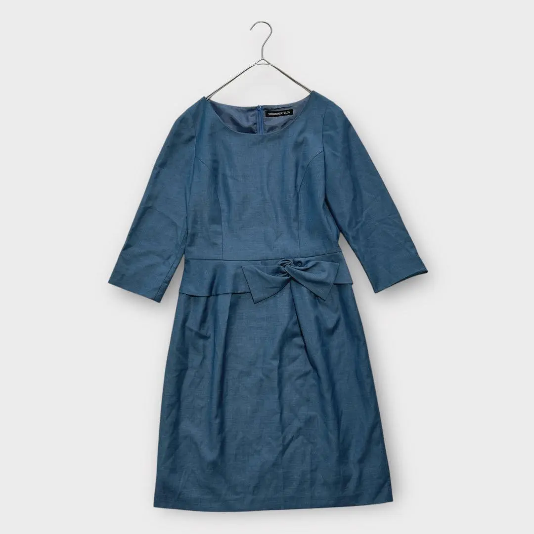 Thumbnail of Strawberry Fields: Chic ♪ Waist Frill Ribbon Tight Dress, 3/4 Sleeves