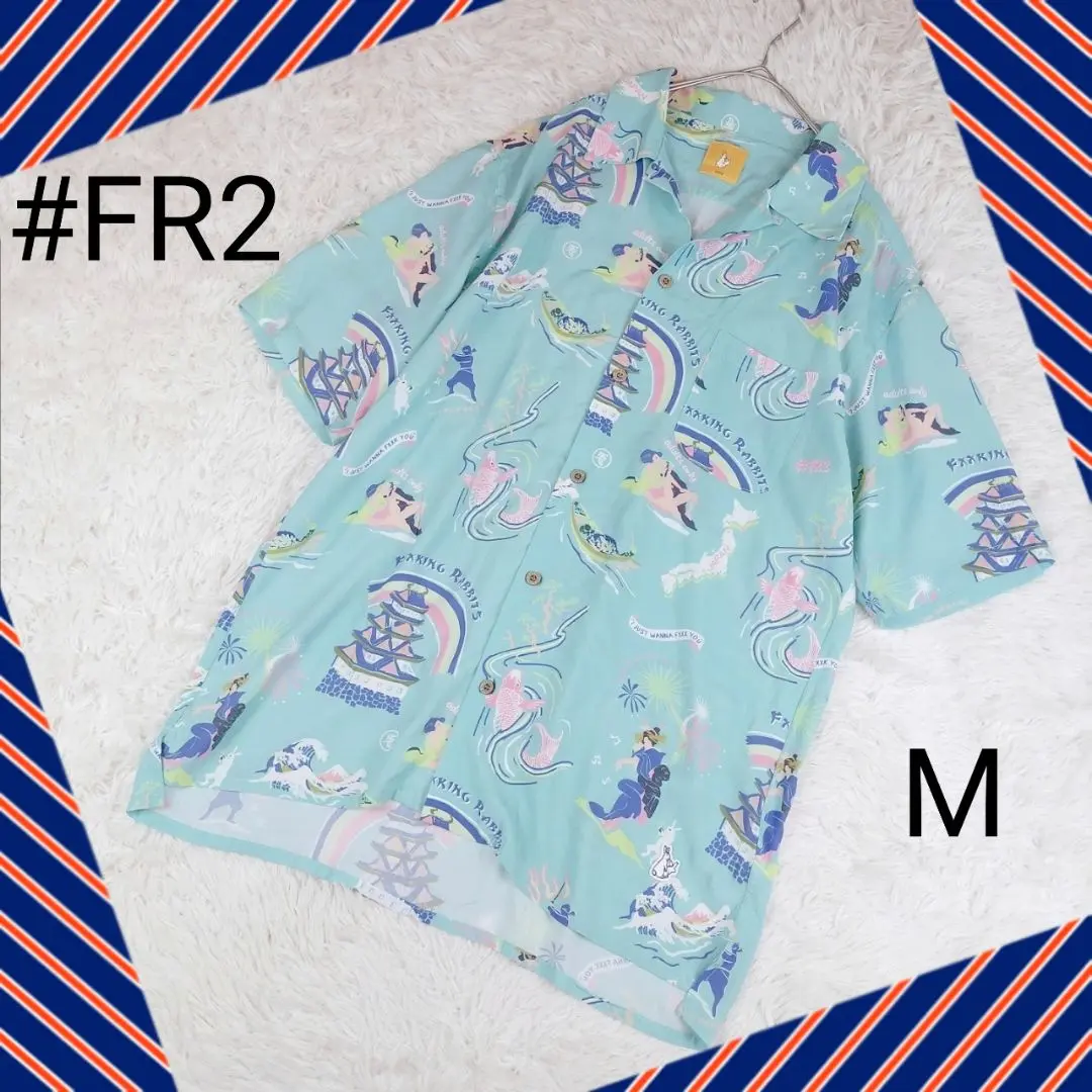 【レア品】FR2 エフアールツー メンズ　かりゆしシャツ　アロハシャツ 和柄 M FR2】アロハシャツ 半袖開襟シャツ たばこ タバコ 和柄 SIZEM