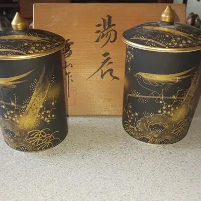 316 九谷焼　九谷雪山　蓋付茶器　長期保管品 316 九谷焼 九谷雪山 蓋付茶器 長期保管品 （九谷焼 単品湯呑