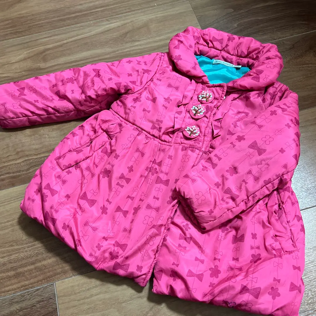 Thumbnail of Pink Ribbon Pattern Down Coat Padded Coat 100cm