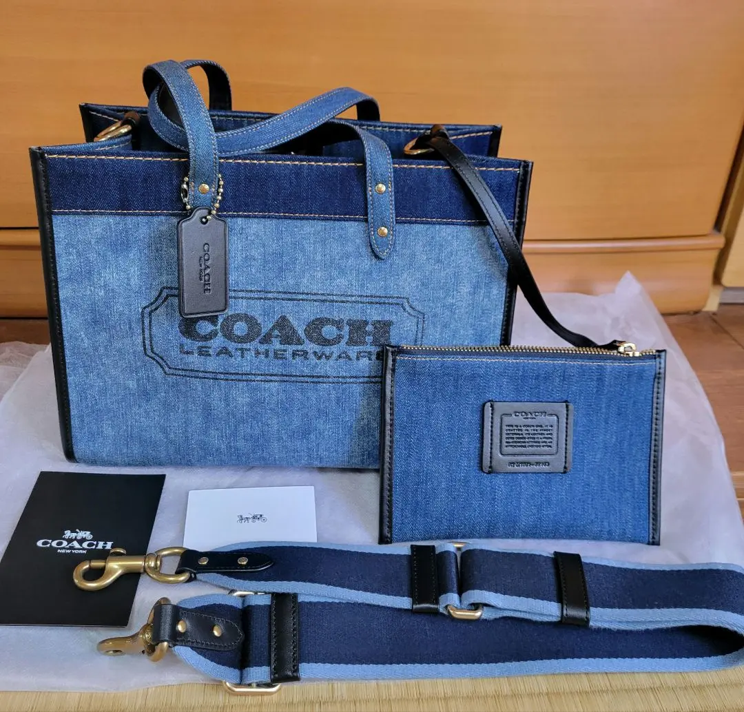 コーチ　coach 2way フィールドトート デニム ショルダーバッグ　自立 楽天市場】コーチ デニム フィールド 2WAYショルダートート