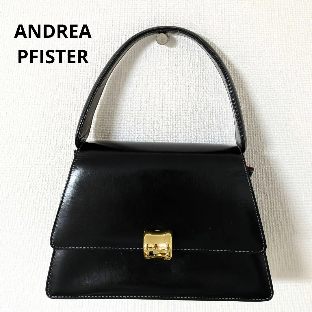 イタリア製 ANDREA PFISTER アイボリーと紺のおしゃれなバッグ