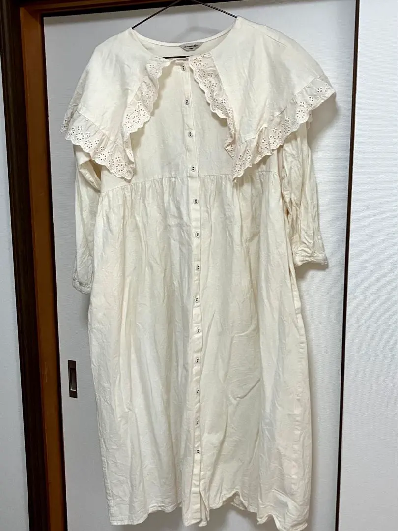 Thumbnail of Ivory cotton dress with lace collar