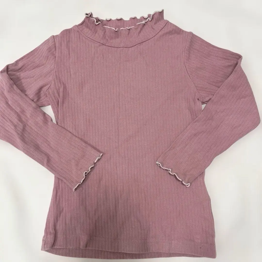 Thumbnail of Pink ruffled high-neck long-sleeved cut-and-sew top