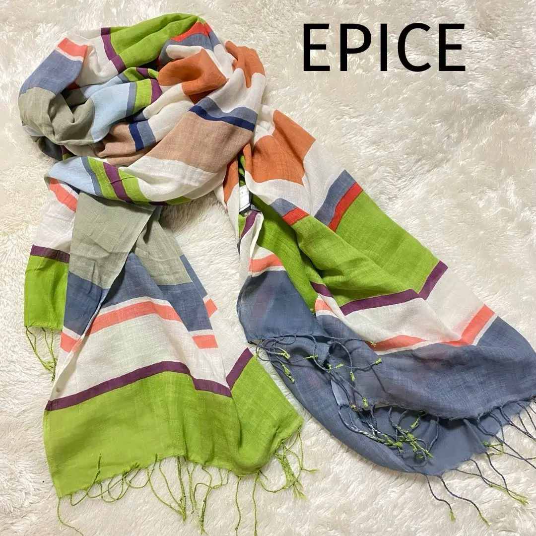 EPICE エピス ストール リネンコットン 大判 ボーダー 冷房対策 EPICE エピス ストール リネンコットン 大判 ボーダー 冷房対策
