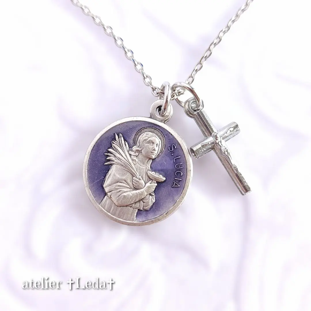 Thumbnail of St. Lucy of Syracuse Medal Necklace ☆ Patron Saint of Eye, Ear, and Throat Diseases ☆