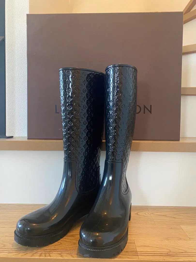 LOUIS VUITTON◆ルイ ヴィトン レインブーツ 長靴　ロングブーツ美品 LOUIS VUITTON ルイヴィトン ブーツ ドロップスライン レイン