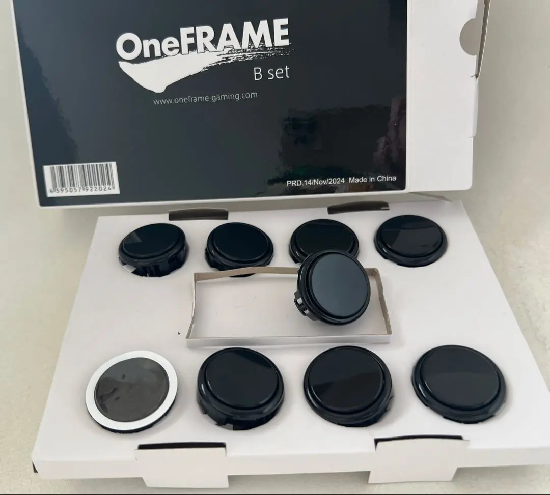 OneFrameボタン(24mm×14個、30mm×1個) アケコン用ボタン】OneFRAME A set (24mm x11、30mm x1)ブラック