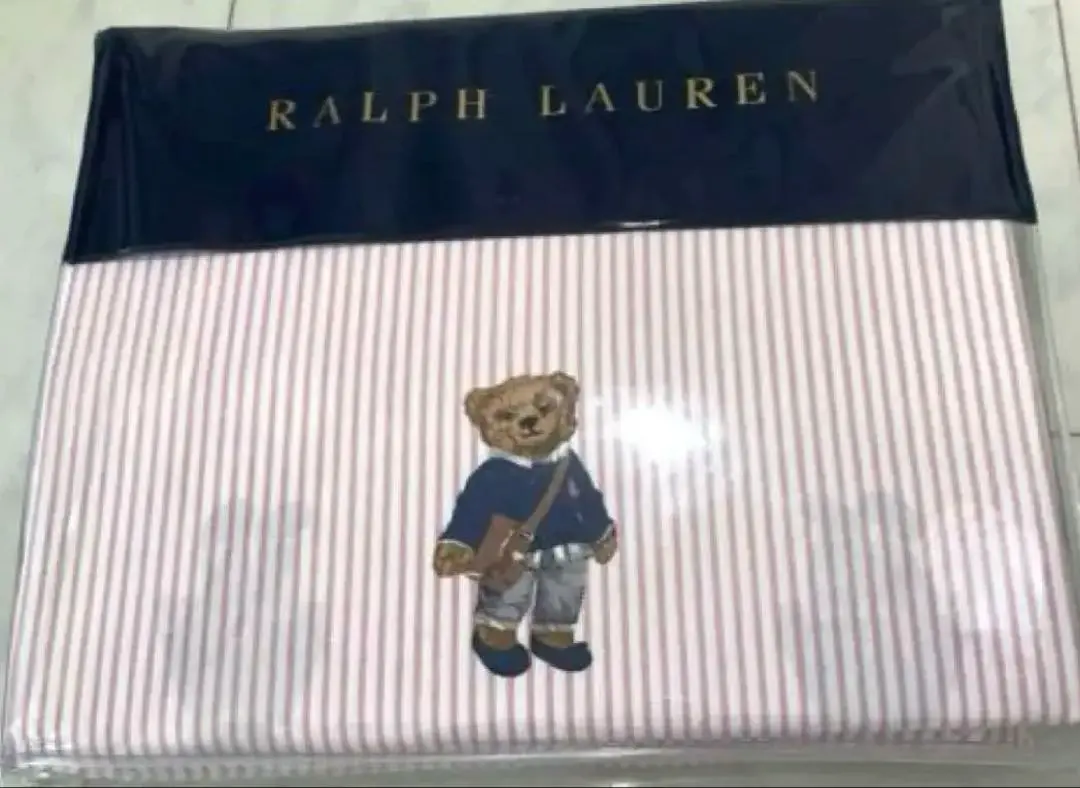 【未開封】Ralph Lauren フィッティドシーツ白シングル RLオックスフォードストライプ フィッティドシーツ/シングル