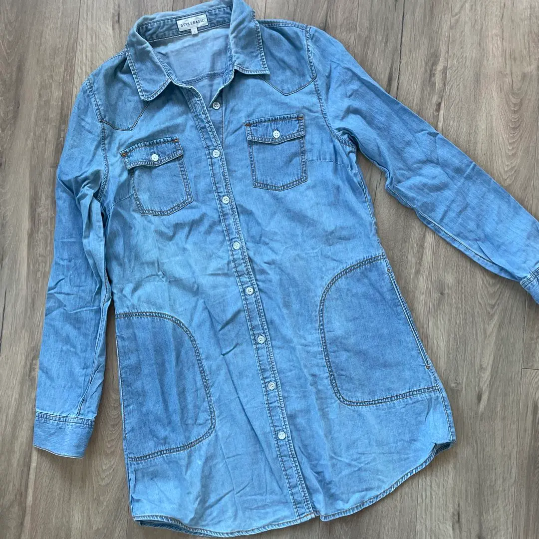 Thumbnail of STYLEBASIC Denim Blue Button-Up Shirt L