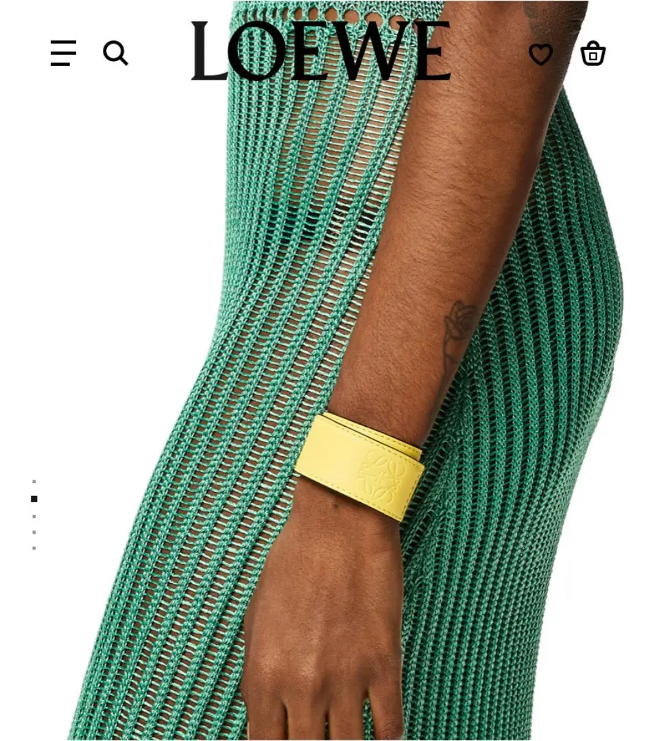 【週末限定】ロエベ　レザーバングル　イエロー LOEWE ロエベ ダブル バングル セット グリーン イエロー カーフ