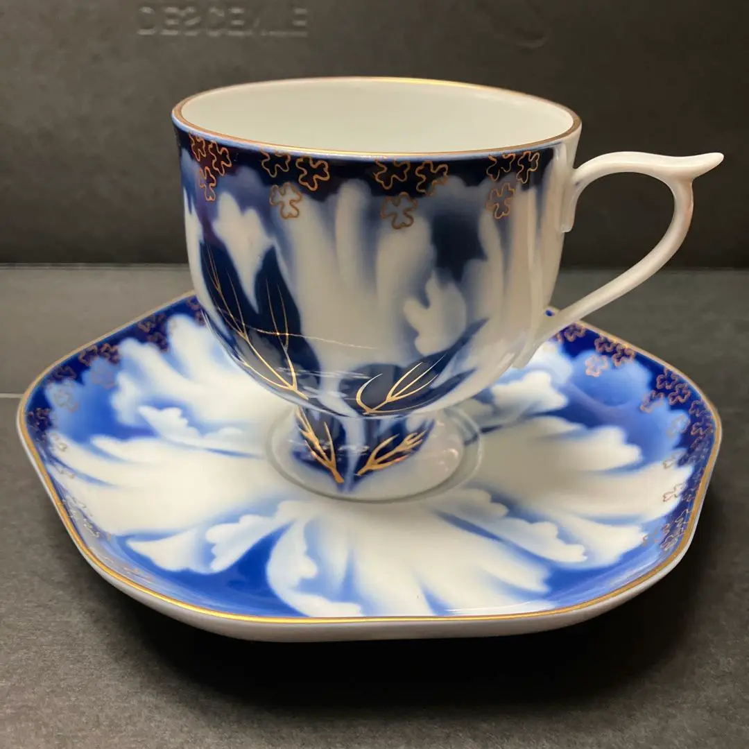 有田焼　染錦　深川製磁　牡丹金ミル　デミ　カップ＆ソーサー　2客 2416 有田焼染錦深川製磁牡丹金ミルデミカップ＆ソーサー2客 2416