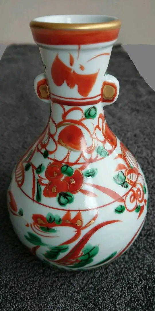 奥田頴川 赤絵 瓜形花入 江戸中期〜後期作 奥田頴川 赤絵 瓜形花入 江戸中期〜後期作