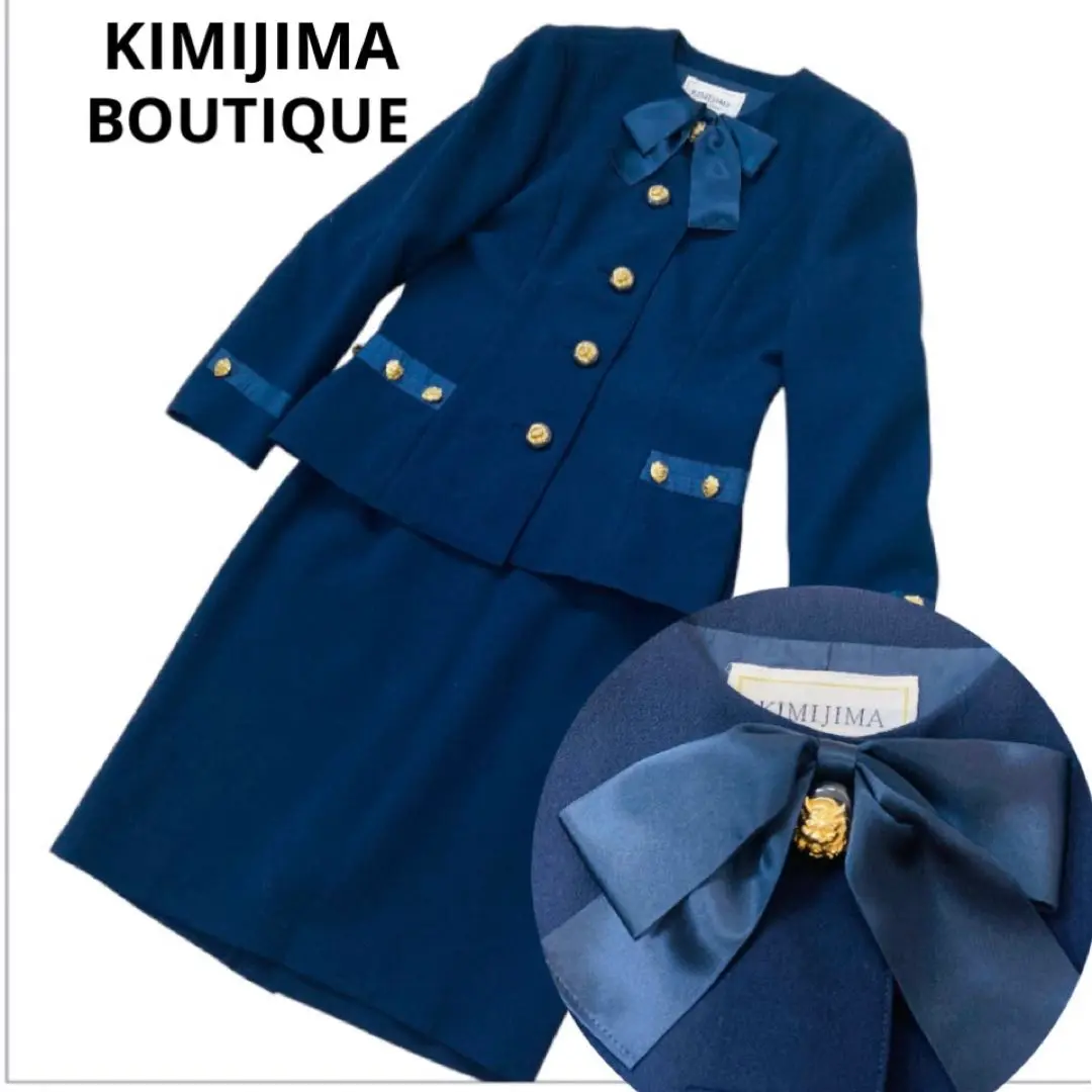 極美品/希少 KIMIJIMA ノーカラー ダブルセットアップスーツ 金釦 総柄 極美品/希少 KIMIJIMA ノーカラー ダブルセットアップスーツ 金