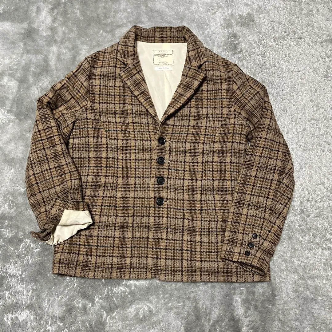 Thumbnail of ichi Check Pattern Brown Tailored Jacket