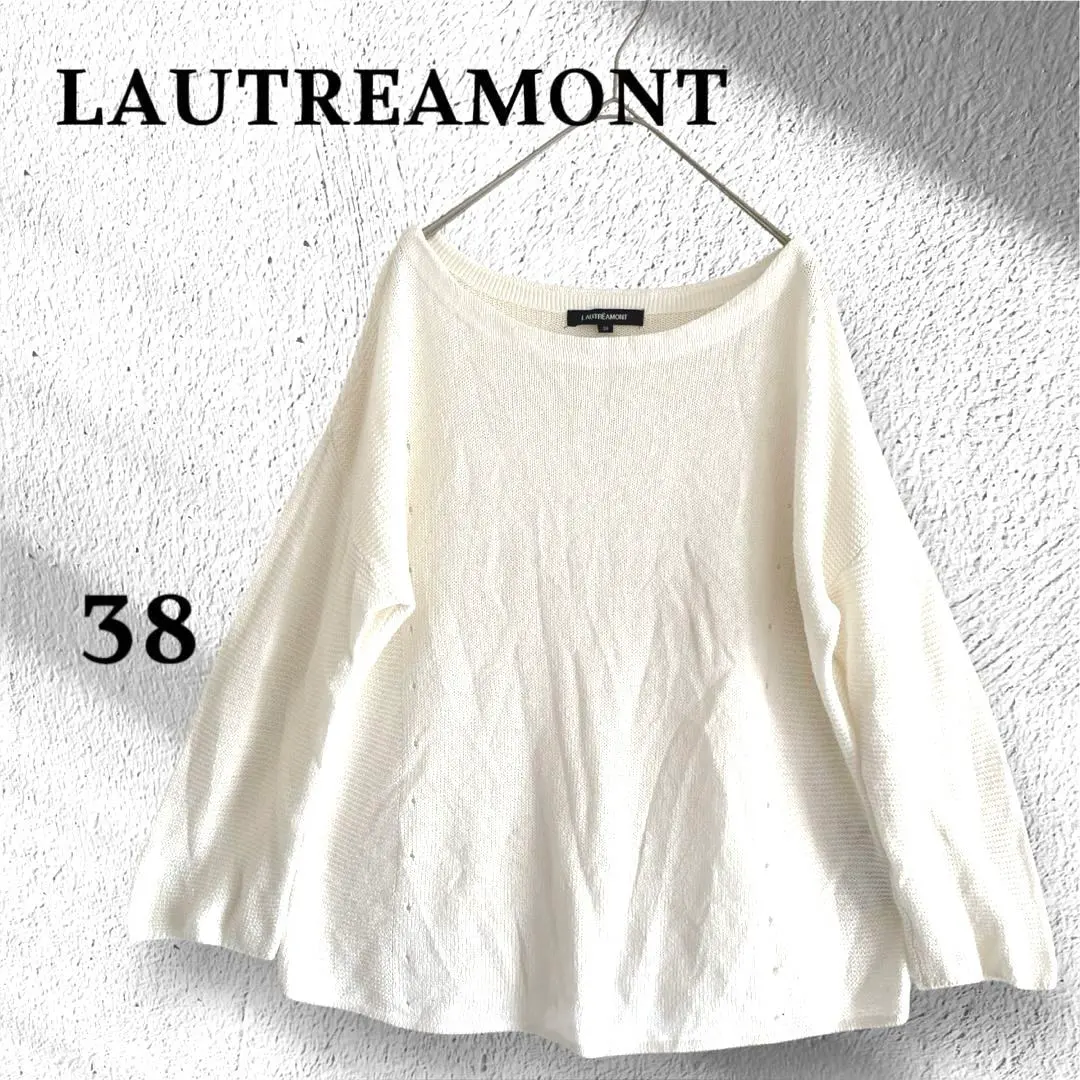 Thumbnail of Lautreamont / Long Sleeve Knit / Cut and Sew / Drop Shoulder / Relaxed Fit / White / M