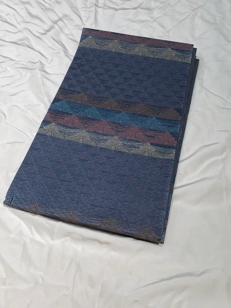 Thumbnail of Silk, genuine silk, Fūtsū-ori weave, scale pattern, fukuro obi (formal obi), beautiful condition, all-over pattern