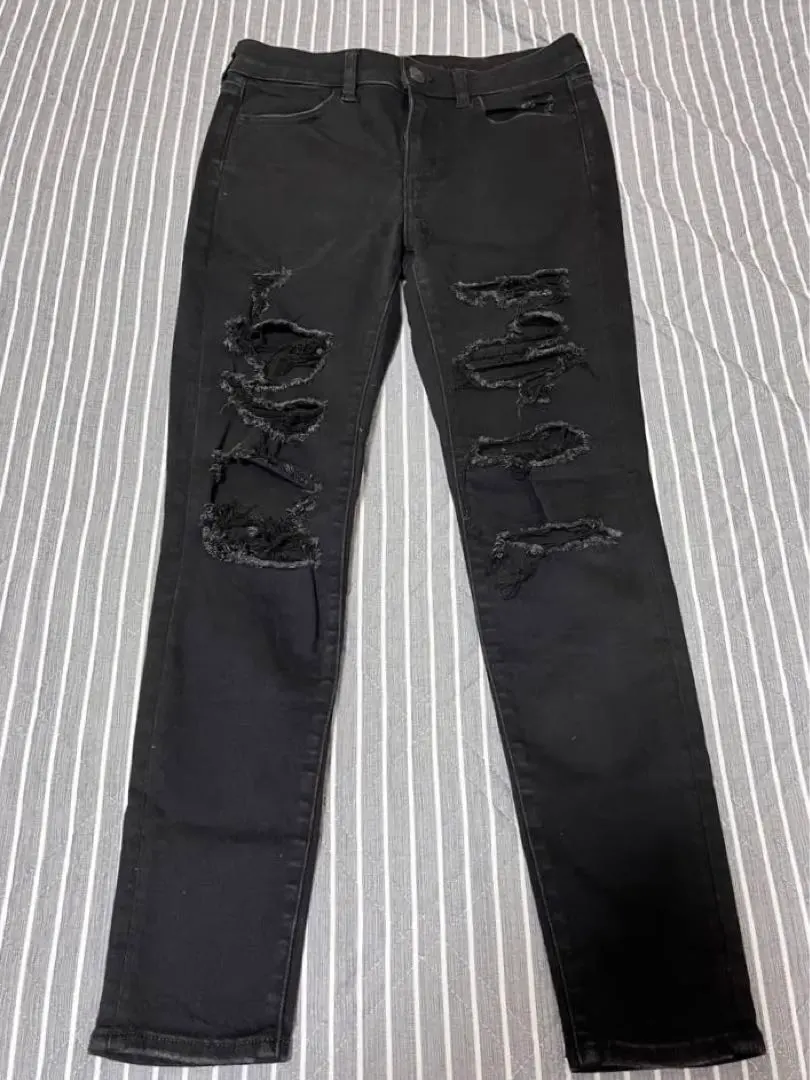 Thumbnail of American Eagle Damage Denim Skinny Pants Black Size L