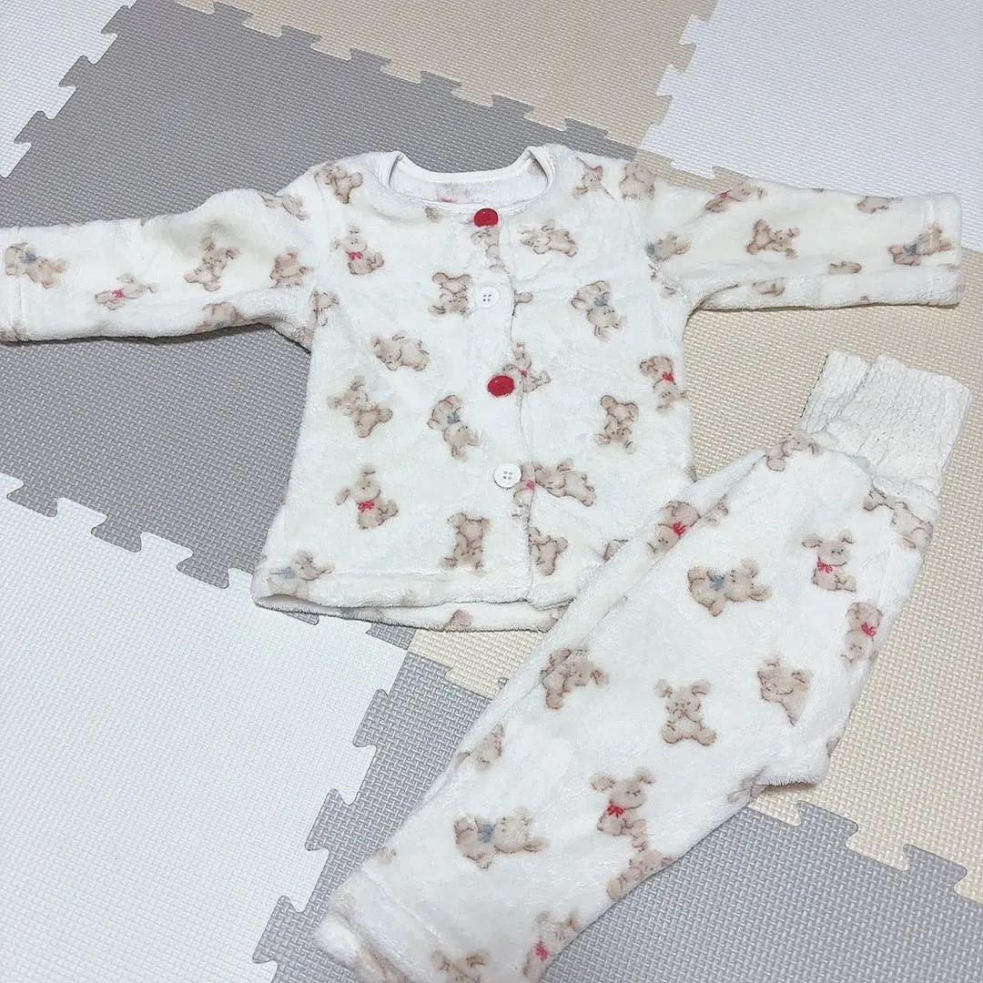 Thumbnail of Bear Pattern Flannel Baby Pajamas 90cm