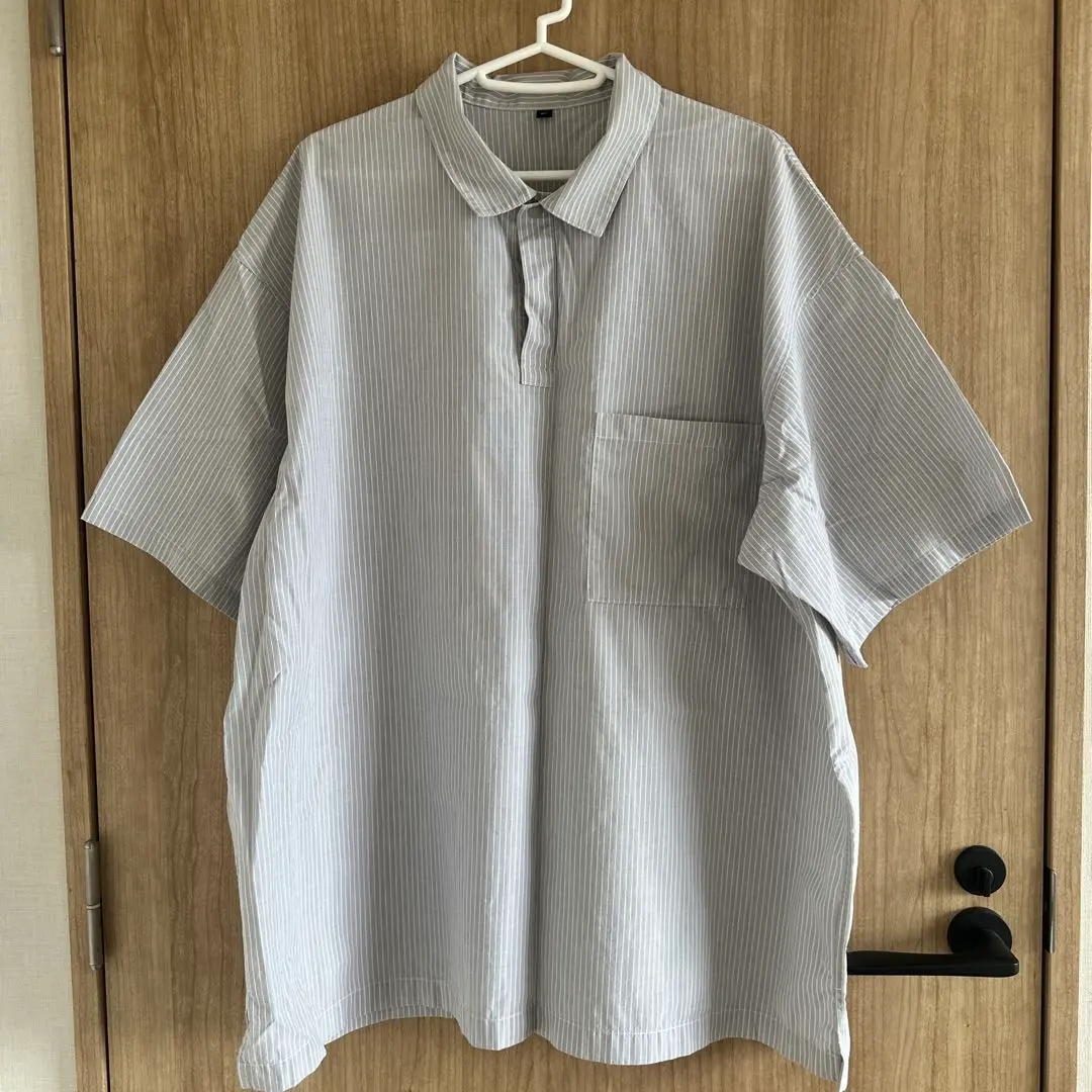 Thumbnail of MUJI Striped Short Sleeve Shirt with Left Chest Pocket