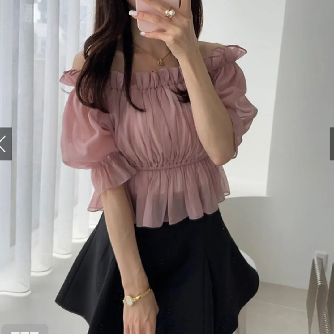 Thumbnail of 2-Way Lame Sheer Back Ribbon Top [tu1187]