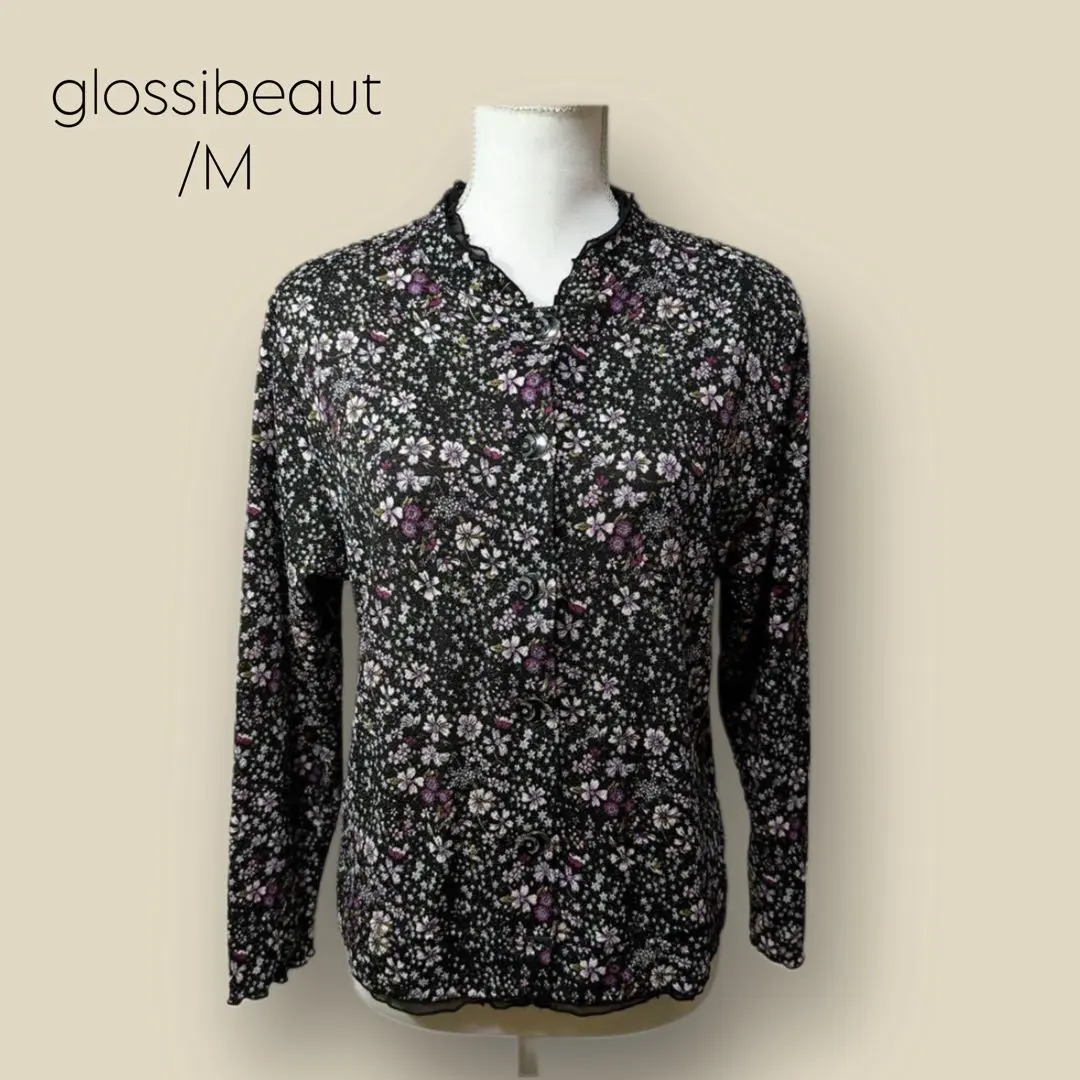 Thumbnail of 2432★【glossibeaut】 Floral Shirt Blouse M Button Purple系 (Purple-toned)