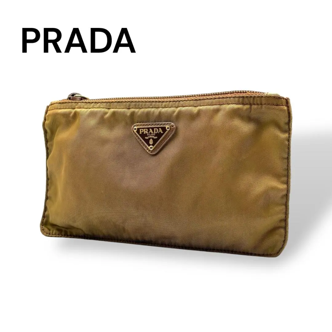 PRADA ブラウン ナイロンポーチ プラダ ナイロン化粧ポーチ ピンク系ブラウン(NUDO) 1NA021
