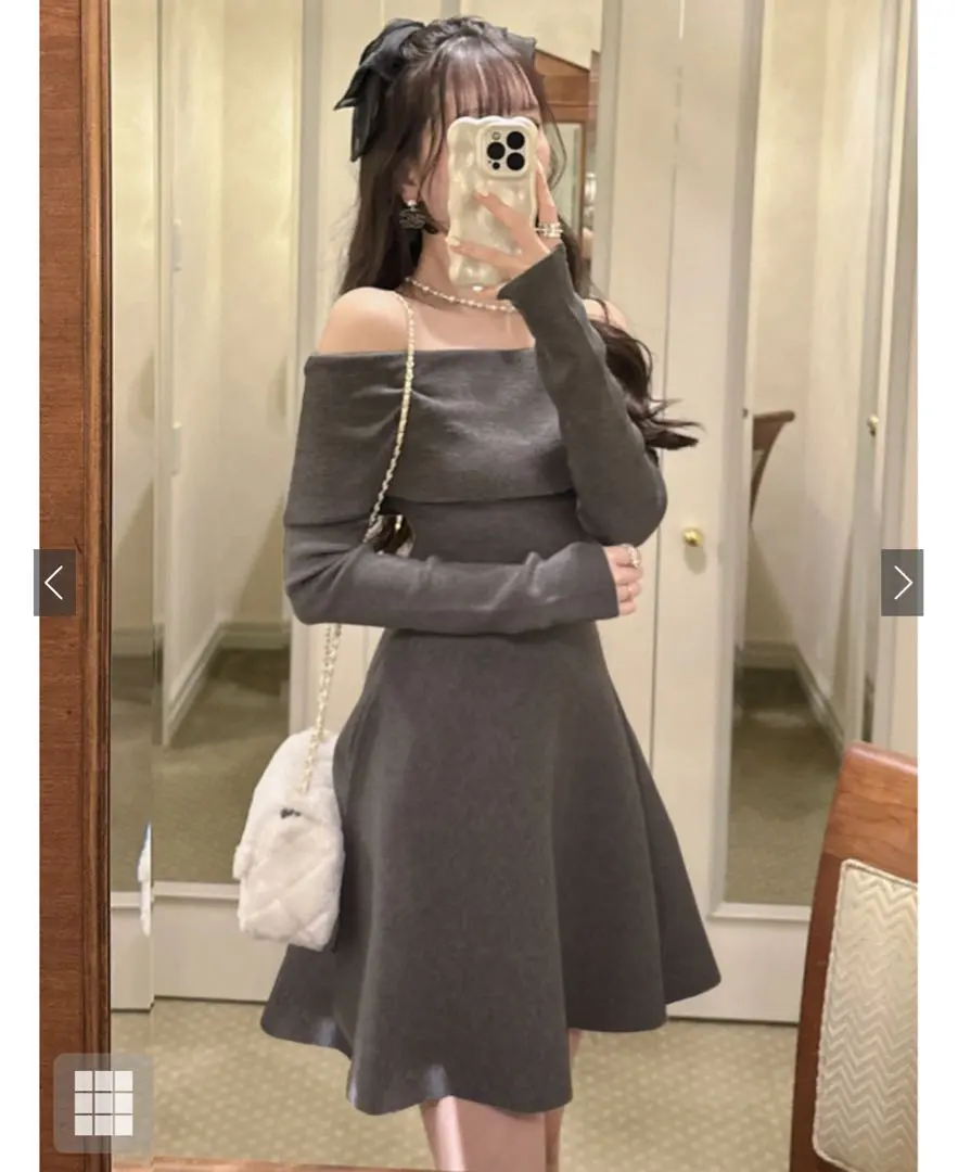 Thumbnail of 【Brand New】GRL Off-shoulder Knit Flare Dress [dr661]