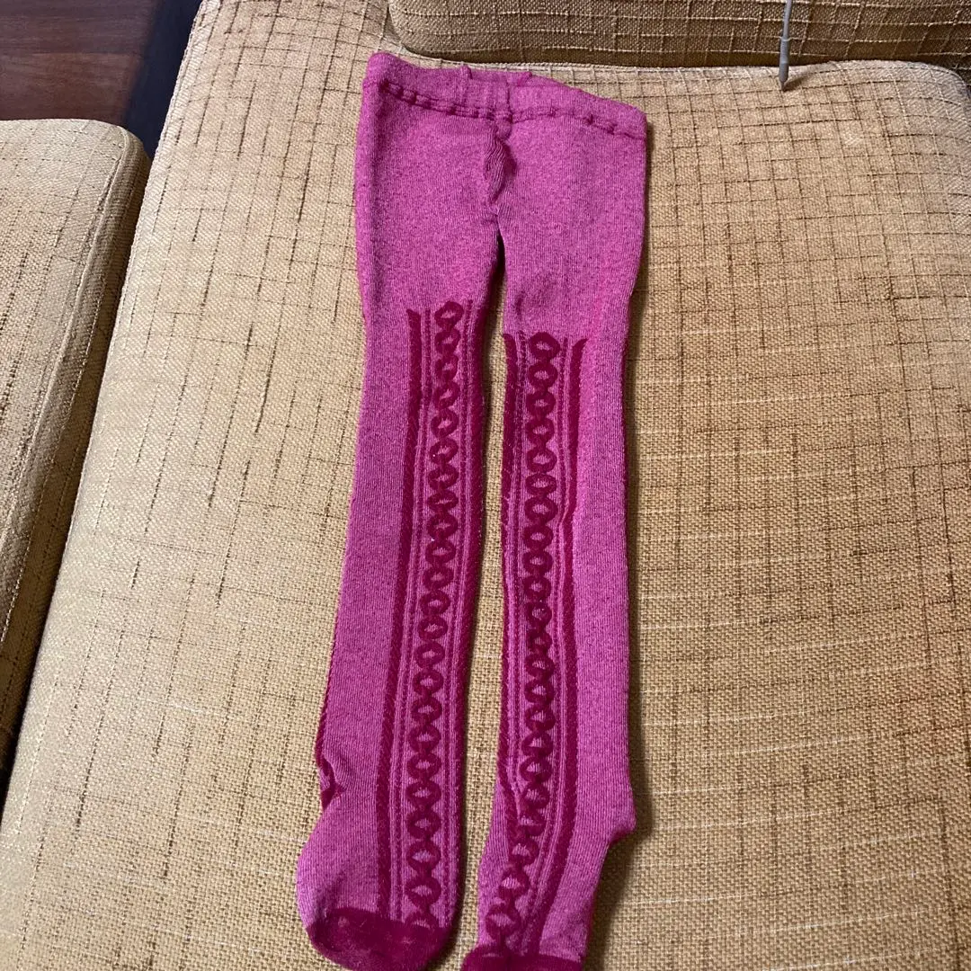 美品　マルーク　maarook 粉紅色 編織花紋 兒童緊身褲襪 的縮圖