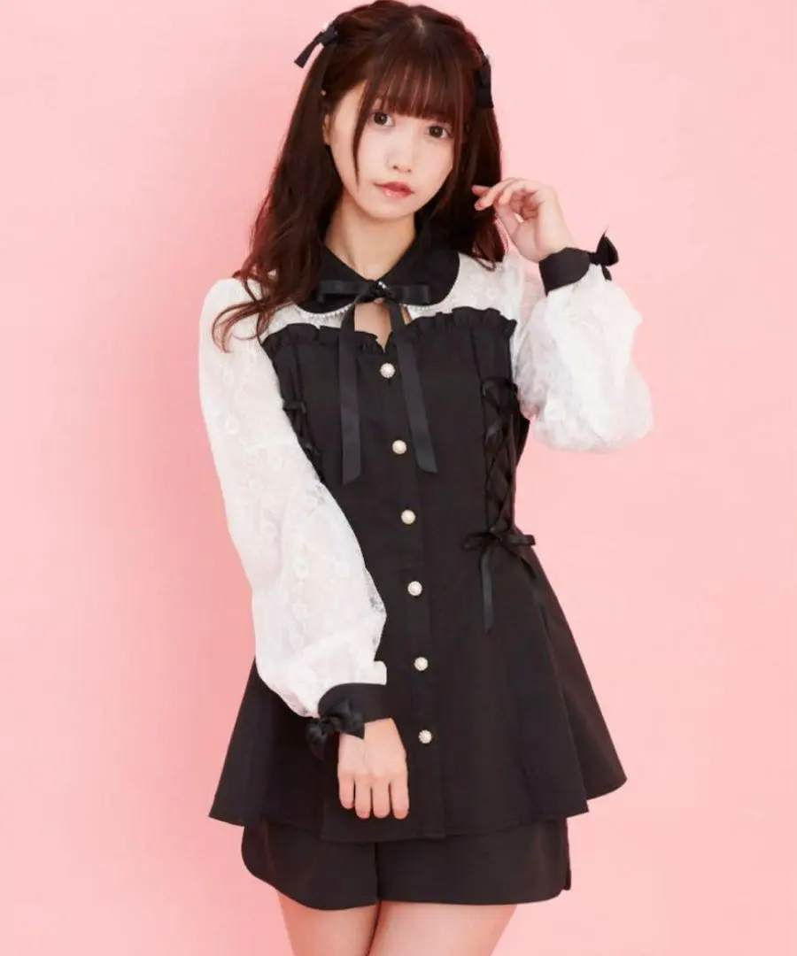 Secret Honey 束腰拼接長袖套裝 的縮圖