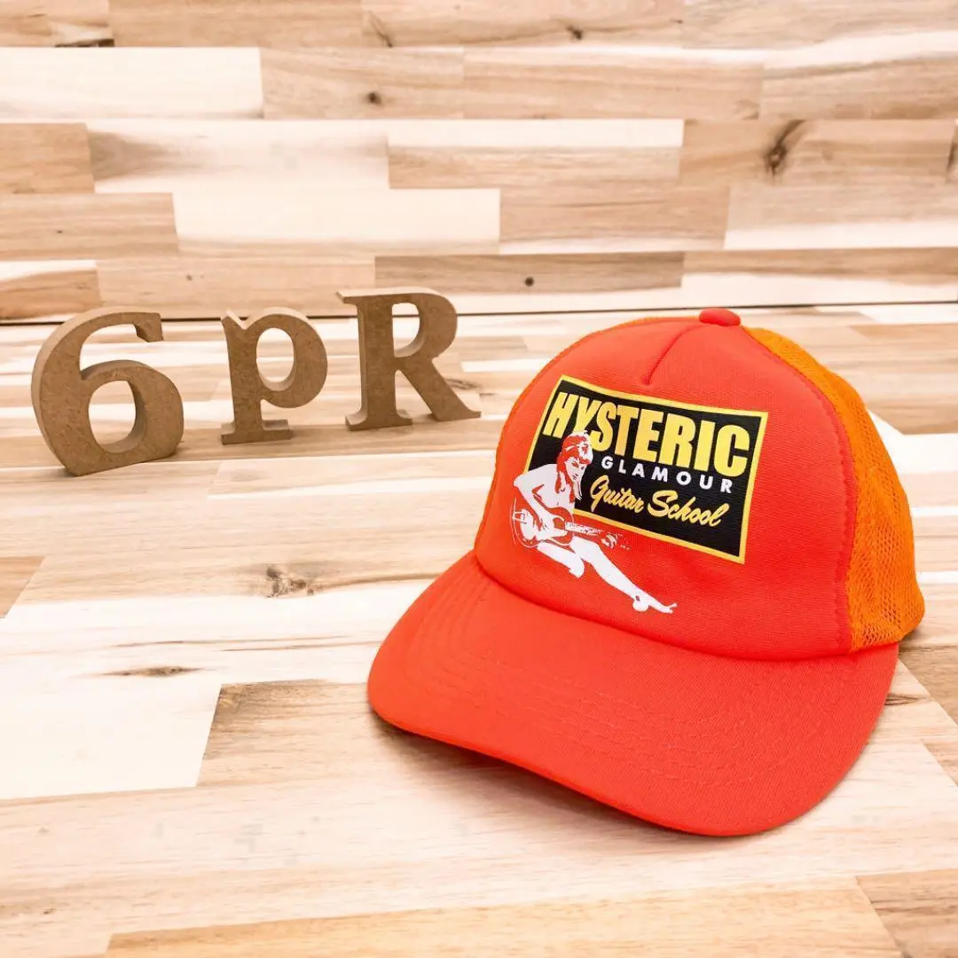 【ヒステリックグラマー】　メッシュキャップ　オレンジ ヒステリックグラマーのキャップ オレンジ （HELL HYSTERIC