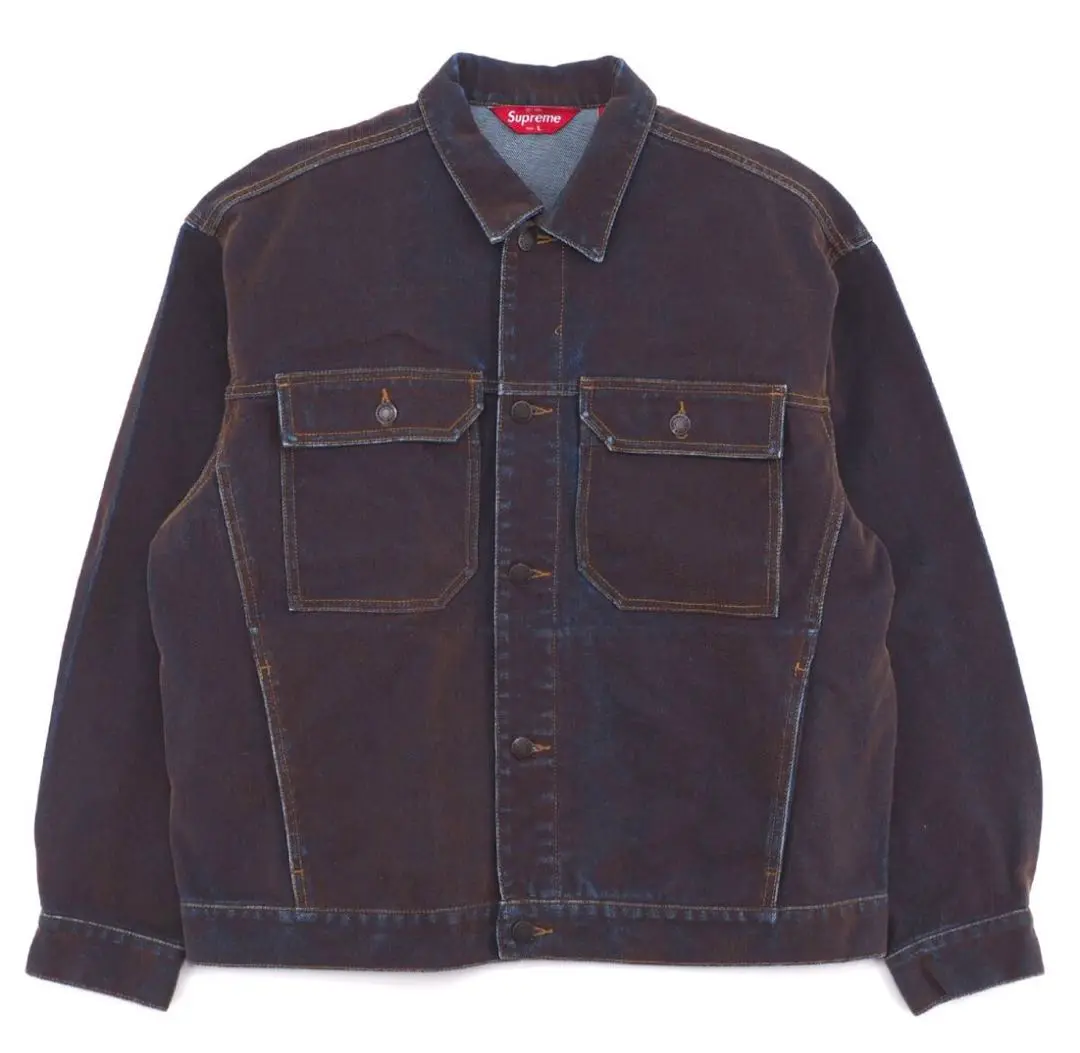 Supreme Flocked Denim Trucker Jacket Gold メンズ - SS23 - JP
