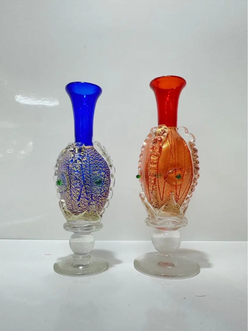 骨董　工房ガラス　作家物　上野良樹　窯変　彩色ガラス　プレート　菓子鉢 骨董 工房ガラス 作家物 上野良樹 窯変 彩色ガラス プレート 菓子鉢