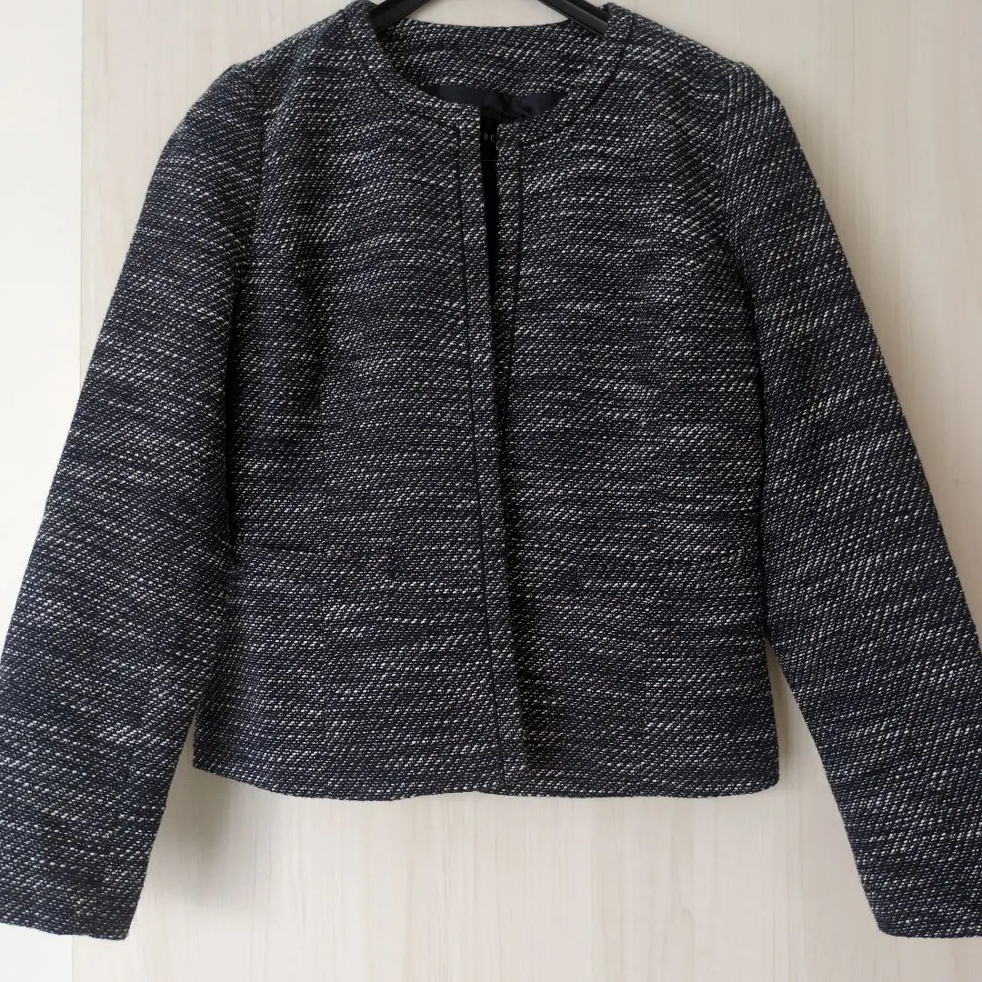 Thumbnail of No-collar jacket, navy tweed