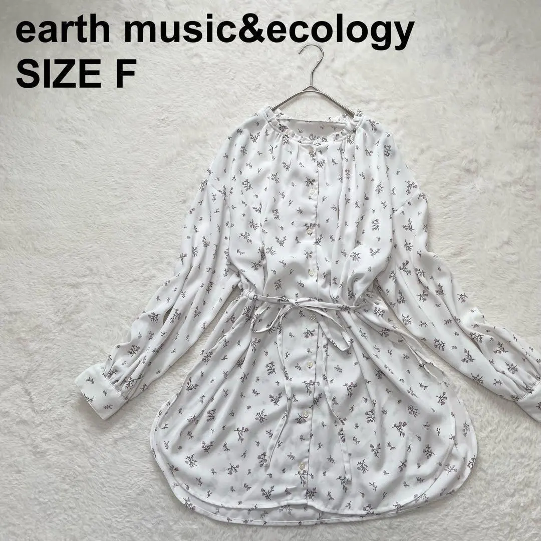 Thumbnail of earth music&ecology Floral Drawstring Frill Blouse Long Sleeve (1244