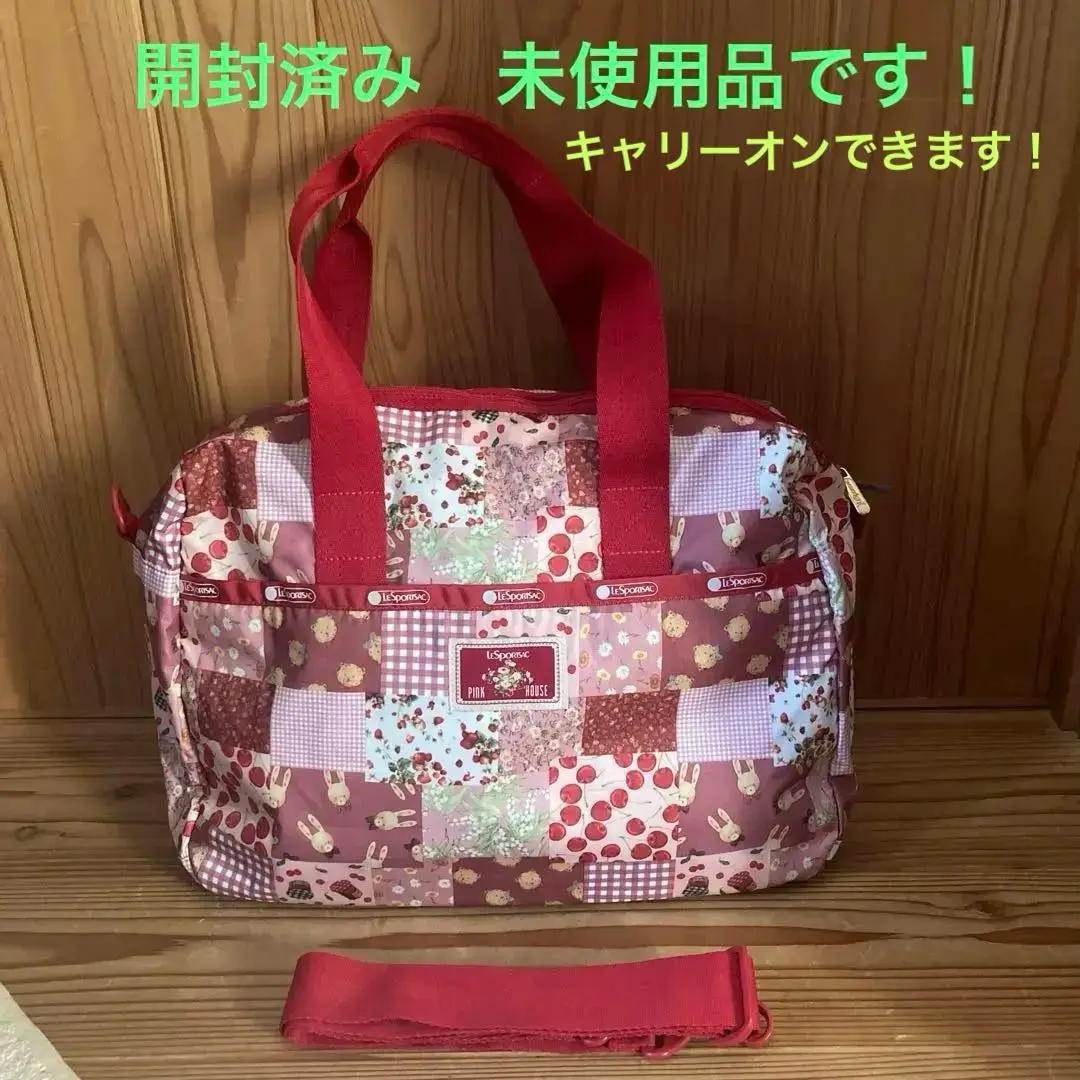 ピンクハウス　レスポートサック　コラボ　ボストンバック　正規品　未使用品 レスポートサック♡ピンクハウス♡ボストンバッグ 赤 パッチ