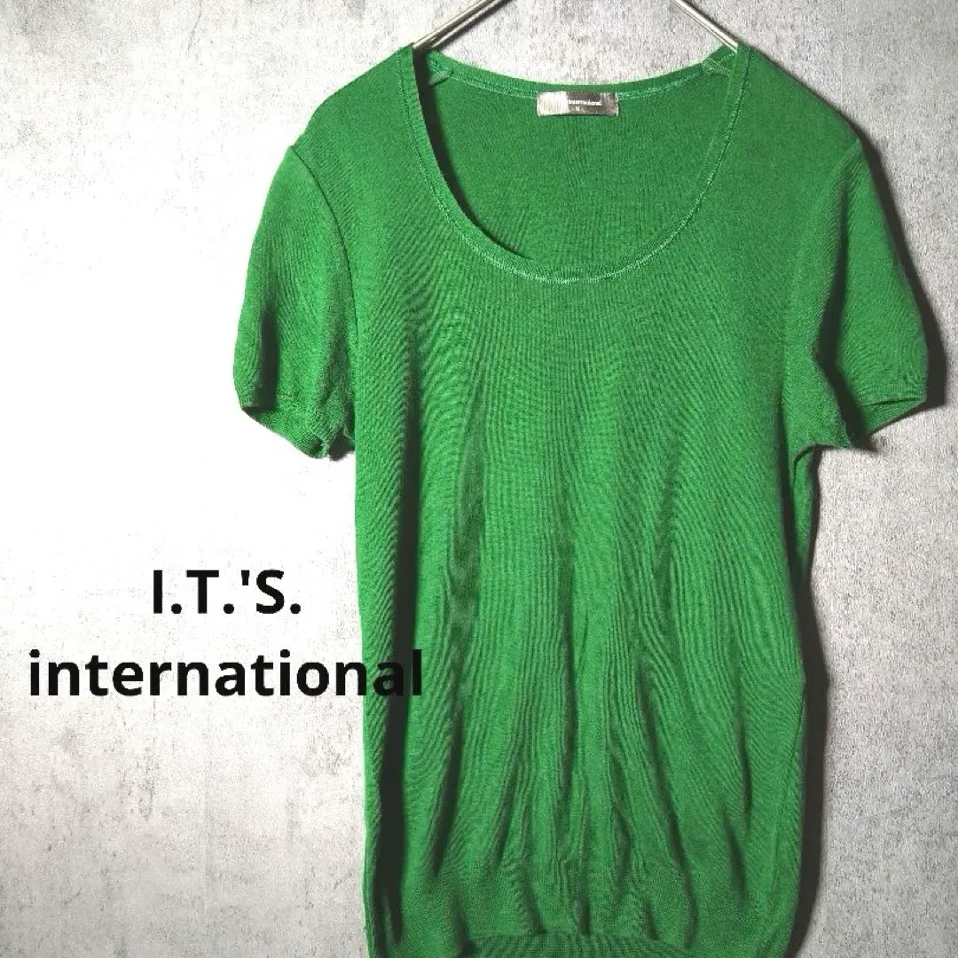 Thumbnail of It's International Summer Knit Thin U-neck Short Sleeve Shirt Casual