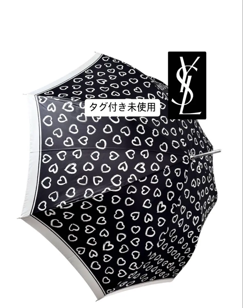 【新品未使用】Saint Laurent ハート柄 折りたたみ傘 SAINT LAURENT - イブサンローランハートモノグラム柄傘の通販