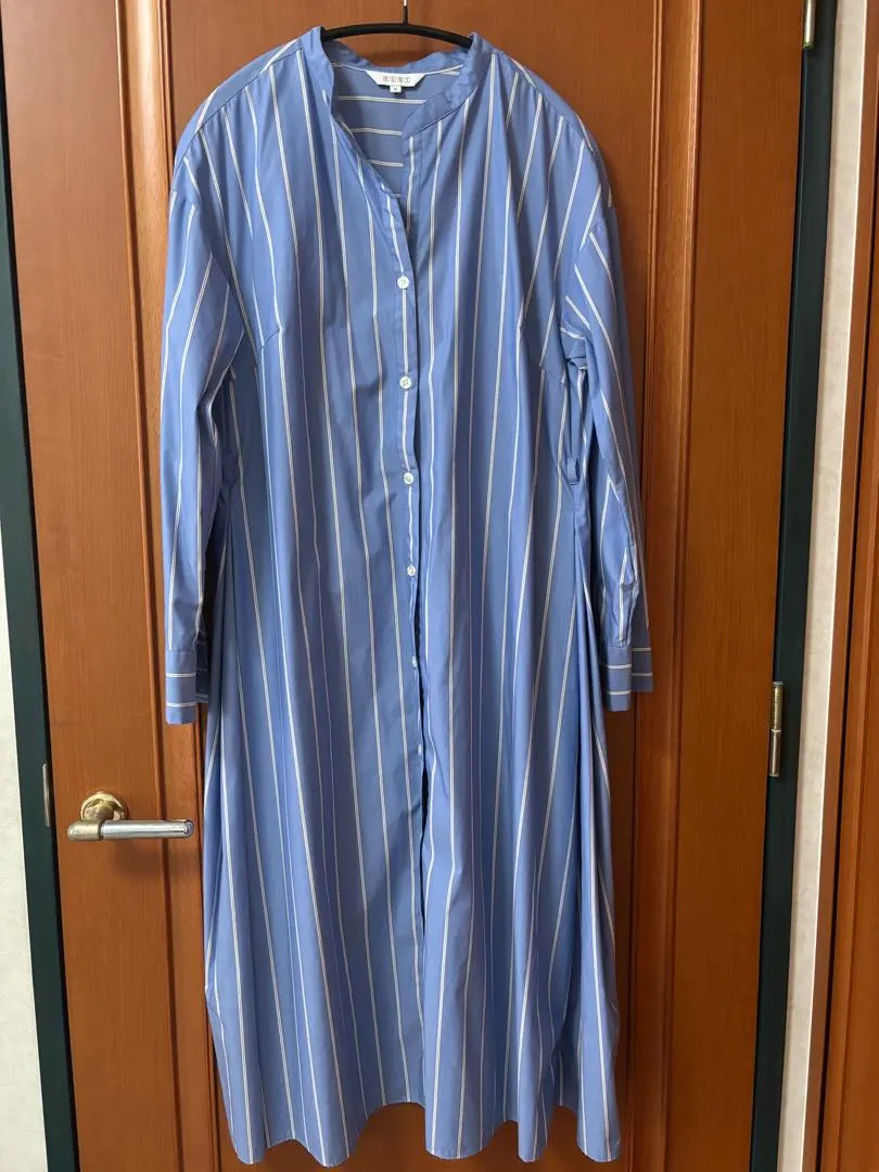 Thumbnail of Beautiful Condition ♡ PLST Plst Shirt Dress Stripe Blue Band Collar