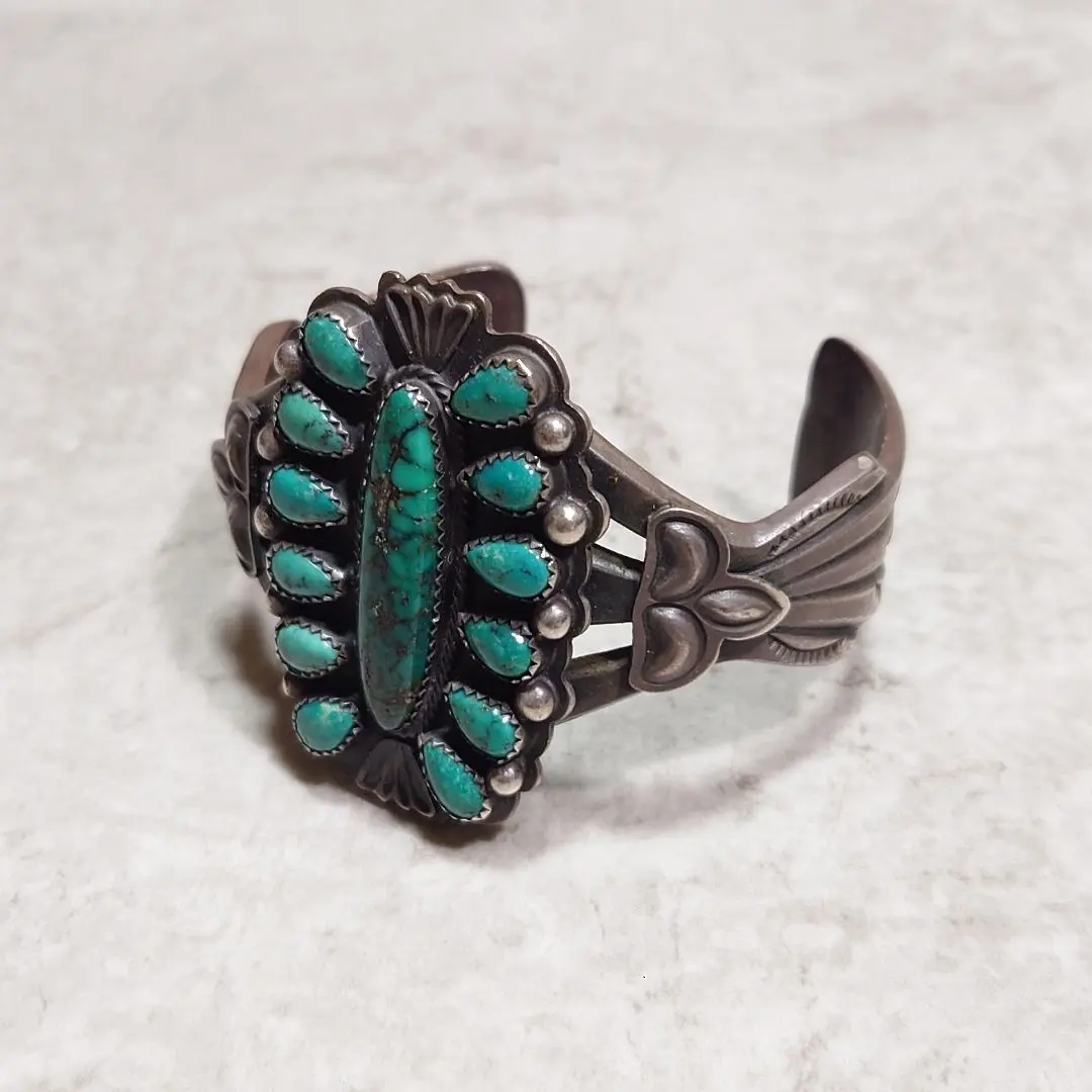 Thumbnail of NAVAJO Old Pawn Multi-Turquoise Bangle, Large, Heavy