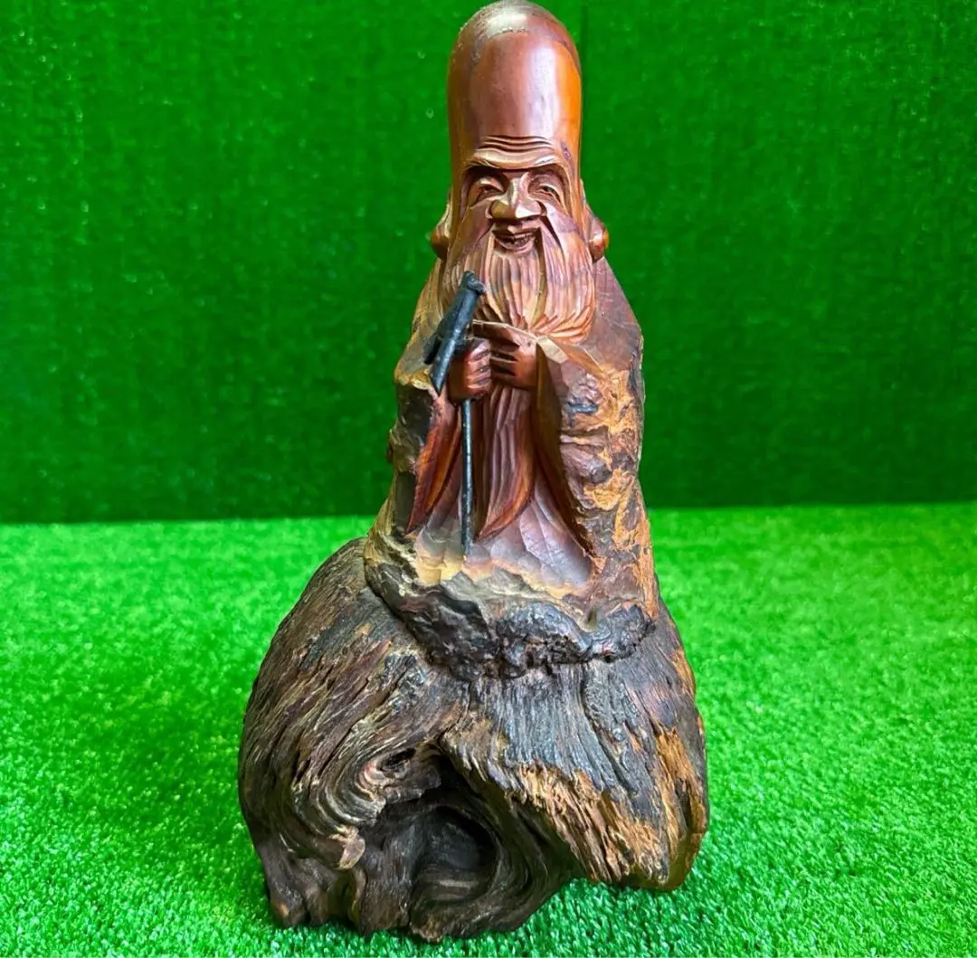 蔵出し　寿老人　近藤廣運　木彫　在銘　共箱　時代　縁起物　七福神　骨董　亀　彫刻　置物　 Yahoo!オークション -「寿老人」(根付) (東洋彫刻)の落札相場・落札価格