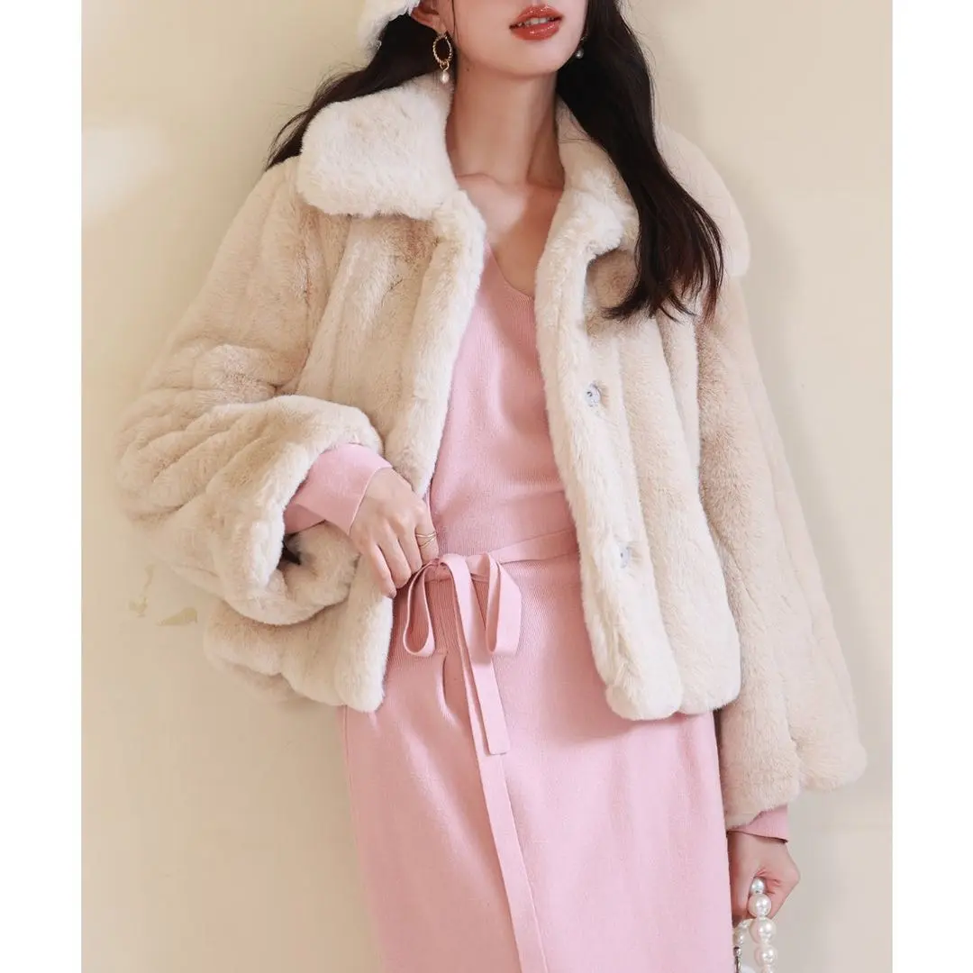 完売品❤️新品タグ付❤️セゾンドパピヨンモコモコきれいめロングボアコート、テディベア SAISON DE PAPILLON（セゾンドパピヨン）の「モコモコきれいめ