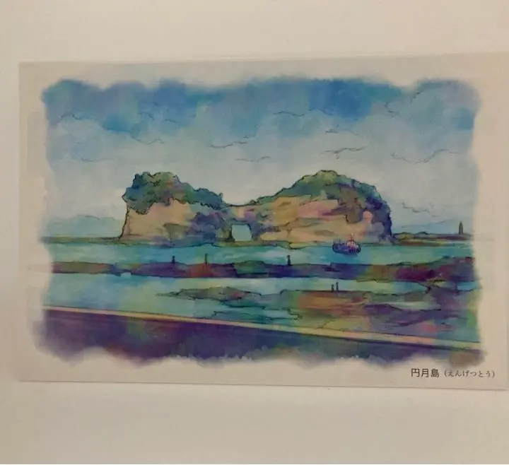 絵画「円月島の夕日」アクリル絵/新品額縁