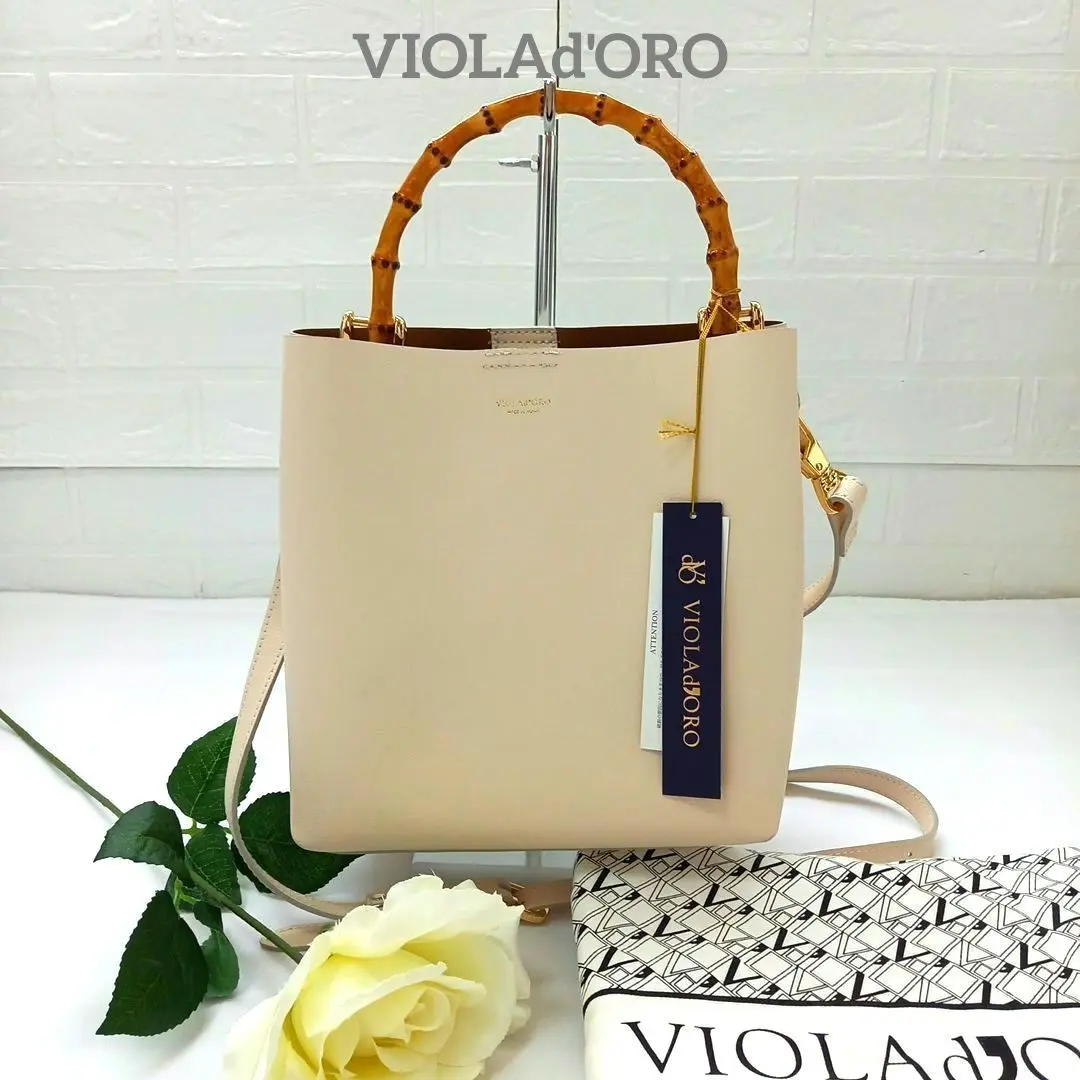 お値下げ中【VIOLA d'ORO】 バンブーハンドル かごバッグ VIOLAd'ORO 【10％クーポン有】ヴィオラドーロ かごバッグ VIOLA