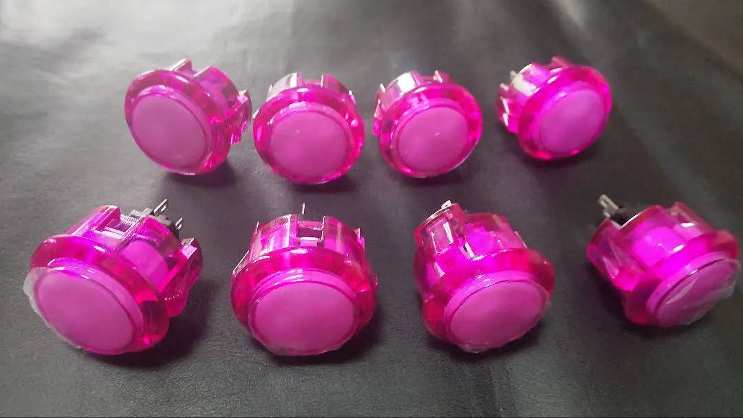 Thumbnail of Arcade Stick, Clear Pink Buttons, 30mm, 8 pieces, Arcade Controller, RAP