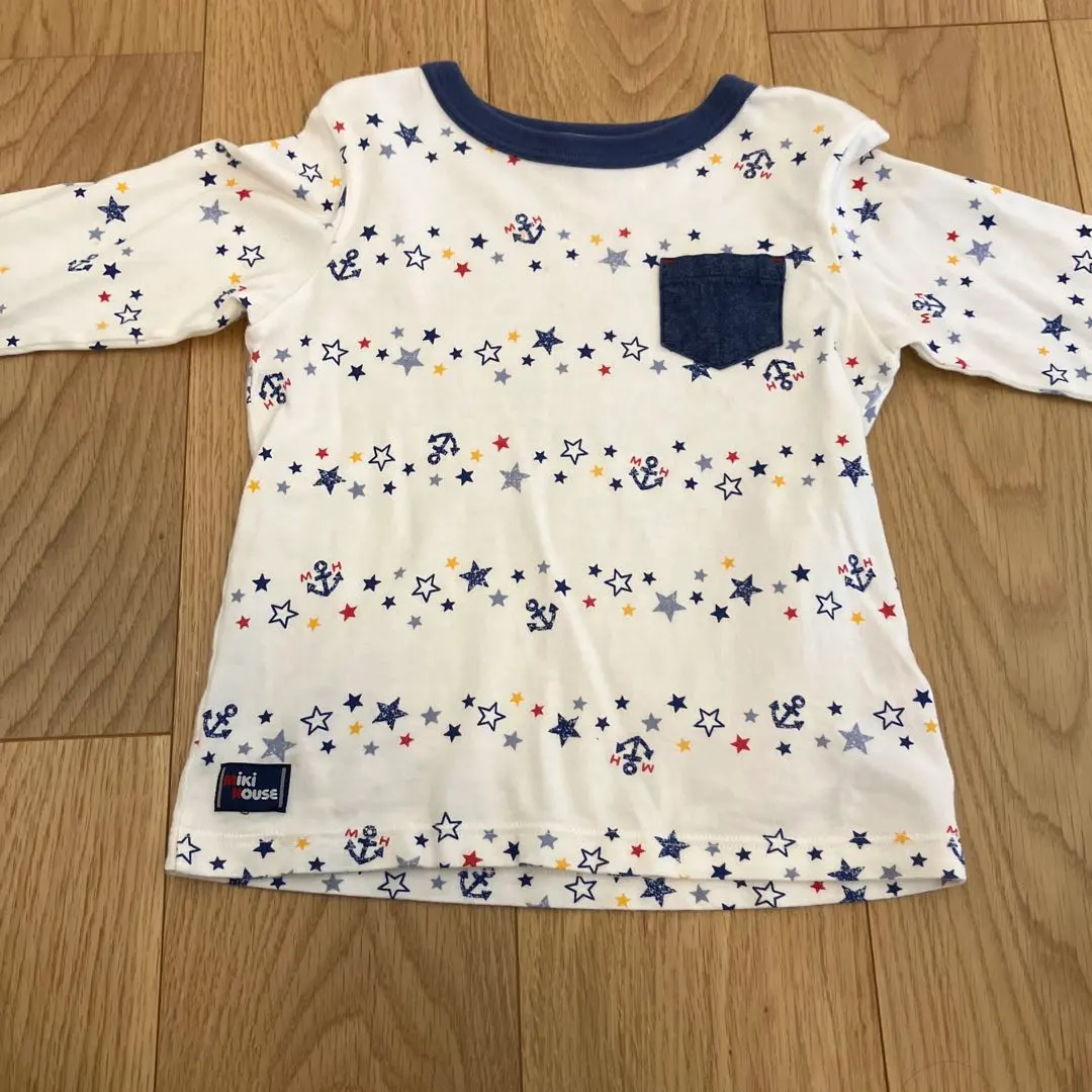 Thumbnail of Mikihouse long-sleeved cut-and-sew shirt, 100cm, stars and anchors
