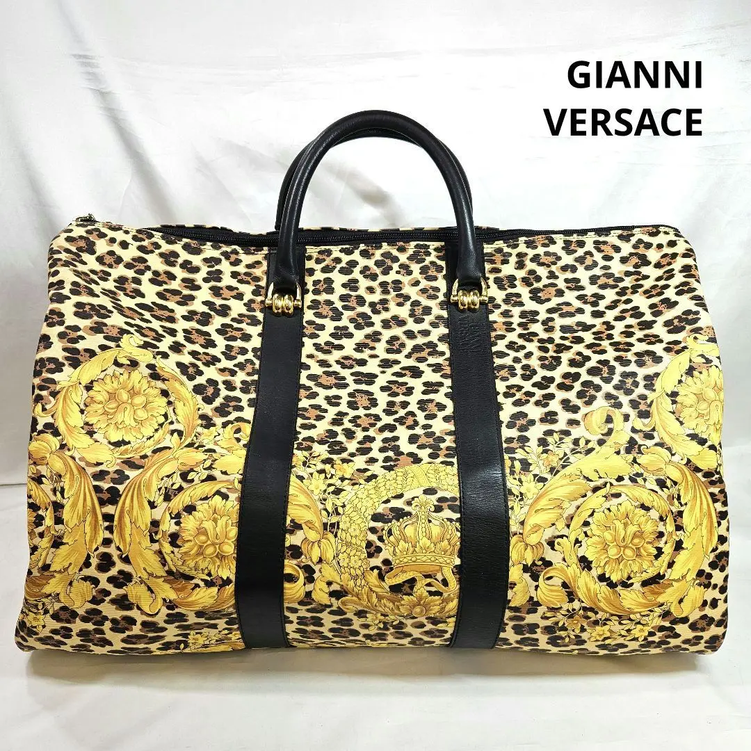 VERSACE ヴェルサーチ ボストンバッグ レオパード 豹柄 ヒョウ PVC VERSACE ヴェルサーチ ボストンバッグ レオパード 豹柄 ヒョウ